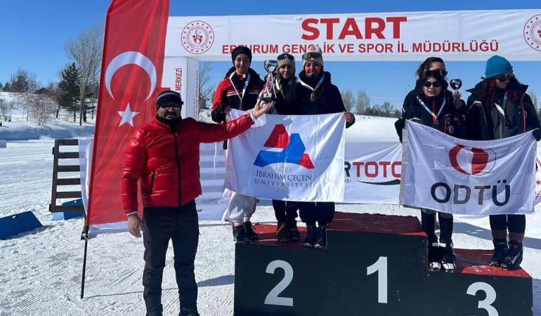 AİÇÜ kayak takımı kış oyunları'nda Önemli derece elde etti