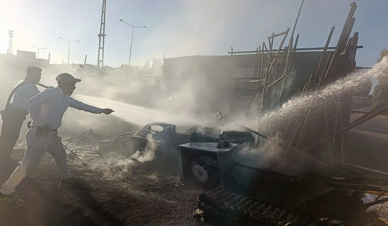 Ağrı yangını cezaevi mahallesinde hızlı müdahale